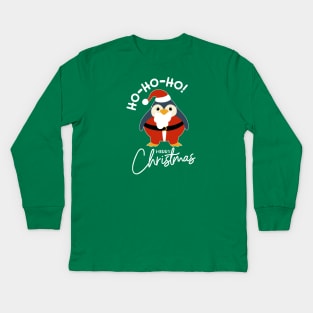 Ho Ho Ho Merry Christmas Santa Penguin Kids Long Sleeve T-Shirt